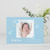 Twinkle Twinkle Baby Boy Blue Photo Cute Birth Aankondiging (Staand voorkant)