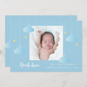 Twinkle Twinkle Baby Boy Blue Photo Cute Birth Aankondiging (Voorkant / Achterkant)