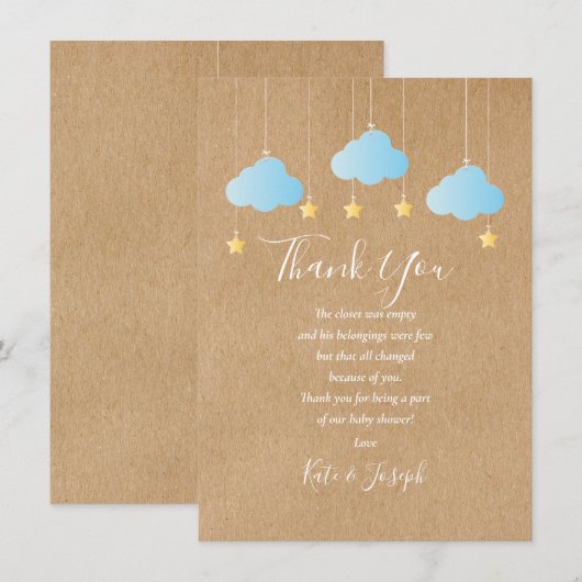 Twinkle Twinkle Baby Boy Shower Dank je gedicht Bedankkaart (Voorkant / Achterkant)