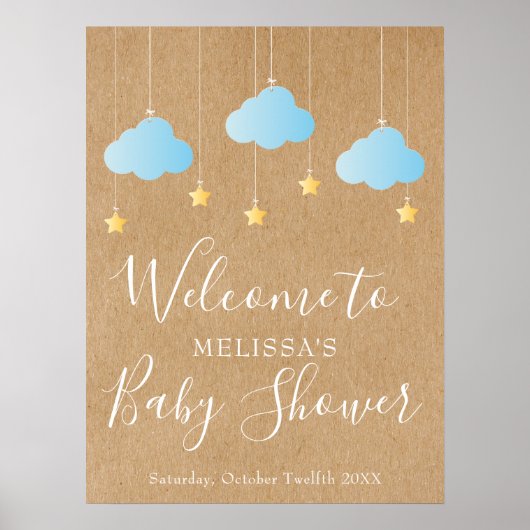 Twinkle Twinkle Baby Boy Shower/ Sprinkle Welcome Poster (Voorkant)
