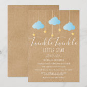 Twinkle Twinkle Baby Boy Shower / Sprookje Rustic Kaart (Voorkant / Achterkant)