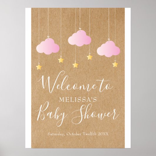 Twinkle Twinkle Baby Girl Shower Boho Welkom Poster (Voorkant)