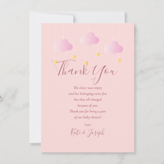 Twinkle Twinkle Baby Meisje Roze Bedankt Gedicht (Voorkant)