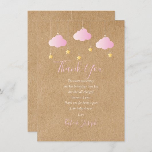Twinkle Twinkle Baby Meisje Shower Bedankt Gedicht (Voorkant / Achterkant)