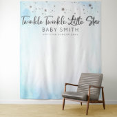 Twinkle Twinkle Baby Shower Achtergrond Blauw Wandkleed (In situ)