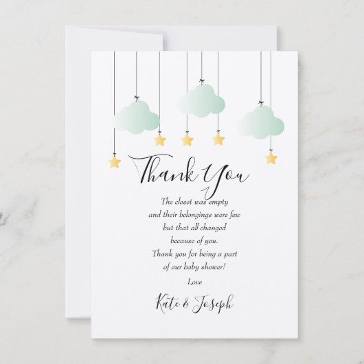 Twinkle Twinkle Baby shower Bedankt voor je gedich (Voorkant)