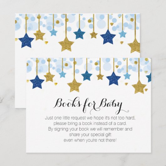 Twinkle Twinkle Baby shower - Breng een boekentuss Uitnodiging Briefkaart (Voorkant / Achterkant)