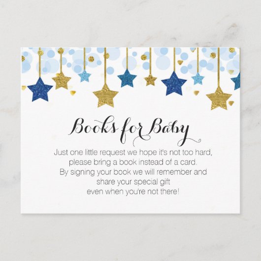 Twinkle Twinkle Baby shower - Breng een boekentuss Uitnodiging Briefkaart (Voorkant)
