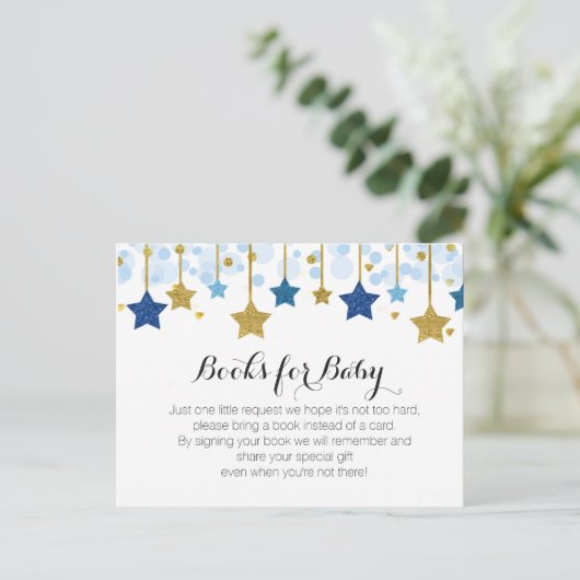 Twinkle Twinkle Baby shower - Breng een boekentuss Uitnodiging Briefkaart (Staand voorkant)