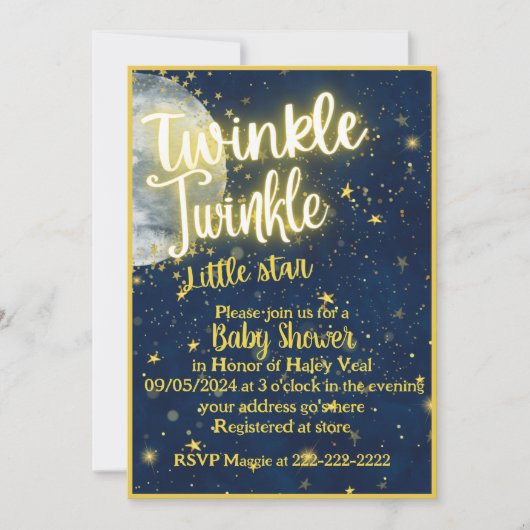 Twinkle Twinkle-Baby shower Kaart (Voorkant)