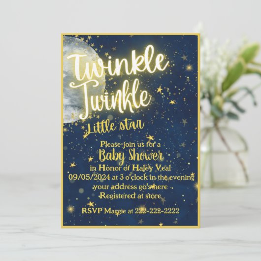 Twinkle Twinkle-Baby shower Kaart (Staand voorkant)