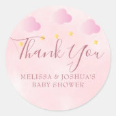 Twinkle Twinkle Baby shower Soft Pink Dank u Ronde Sticker (Voorkant)