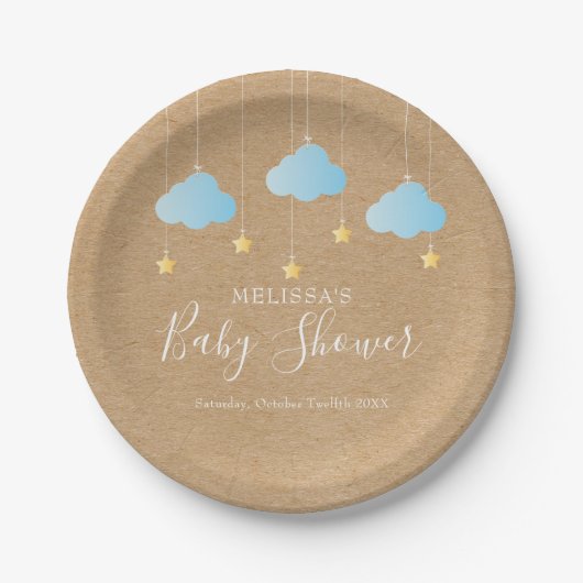 Twinkle Twinkle Baby shower / Sprinkle Rustic Boho Papieren Bordje (Voorkant)