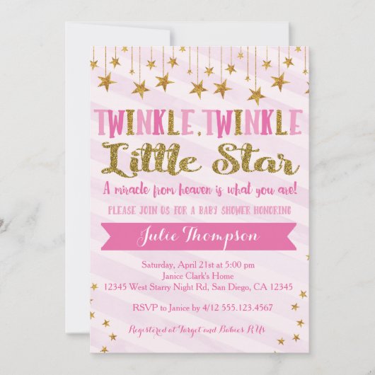 Twinkle Twinkle Baby shower uitnodiging (Voorkant)
