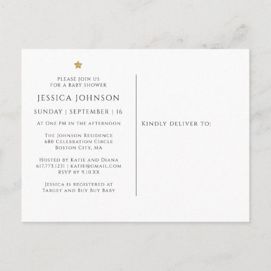 Twinkle Twinkle Baby shower Uitnodiging Briefkaart (Achterkant)