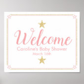 Twinkle Twinkle Baby shower Welkomstteken roze gou Poster (Voorkant)