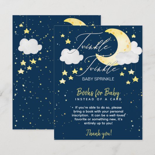 Twinkle Twinkle Baby Sprinkle Books voor Baby Informatiekaartje (Voorkant / Achterkant)