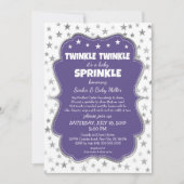 Twinkle Twinkle Baby Sprinkle paarse uitnodigingen (Voorkant)
