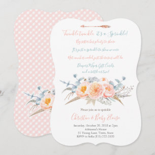 Twinkle Twinkle Baby Sprinkle Poem Peach Gray Kaart