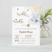 Twinkle Twinkle Blauwe Beer Maan Sterren Baby Show Kaart (Staand voorkant)