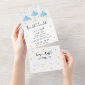 Twinkle Twinkle Blauwe Jongen Baby Shower All In One Uitnodiging (Afscheurbaar)