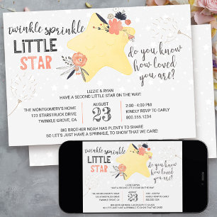 Twinkle Twinkle Bloemige Ster Baby Shower Kaart