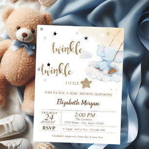 Twinkle Twinkle Blue Beer Moon Stars Baby shower Kaart