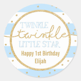Twinkle Twinkle Blue en Gold Verjaardag Sticker