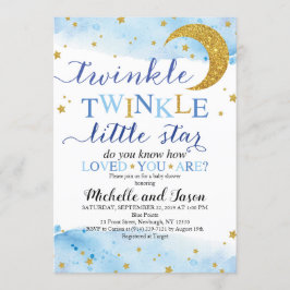 Twinkle Twinkle (Blue & Gold) Baby shower Kaart