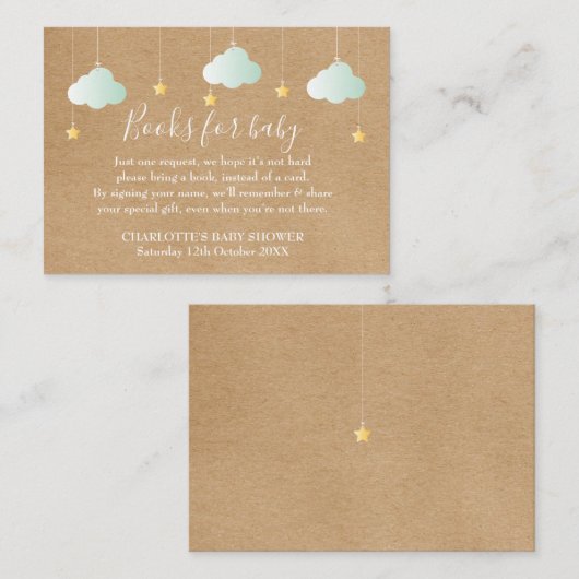 Twinkle Twinkle Boek Verzoek Baby Shower/Sprinkle Informatiekaartje (Voorkant / Achterkant)