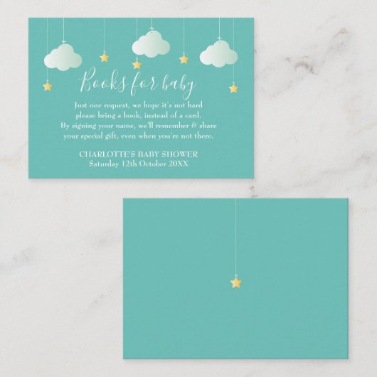 Twinkle Twinkle Boekverzoek Baby Shower Informatiekaartje (Voorkant / Achterkant)