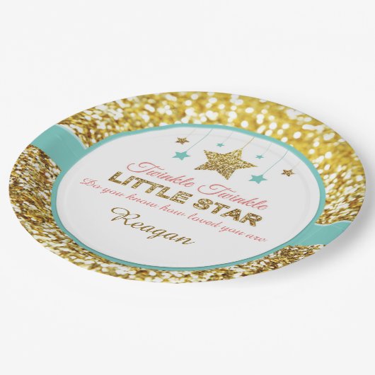 Twinkle Twinkle borden baby shower met kleine ster Papieren Bordje (Gekanteld)