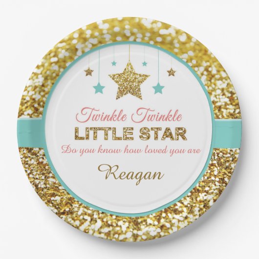 Twinkle Twinkle borden baby shower met kleine ster Papieren Bordje (Voorkant)