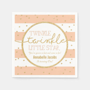 Twinkle Twinkle Coral en Gold Birthday Napkin Servetten