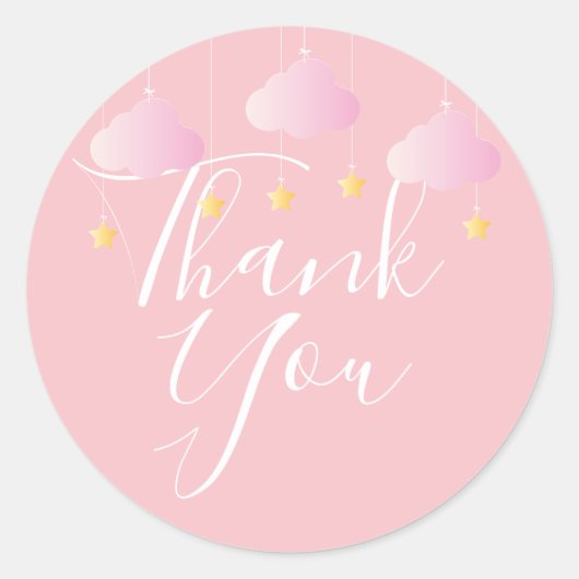 Twinkle twinkle dank u roze baby shower ronde sticker (Voorkant)
