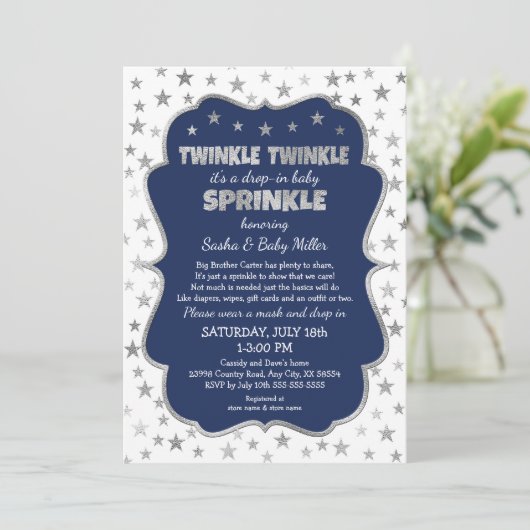 Twinkle Twinkle Drop-in Baby Sprinkle Kaart (Staand voorkant)