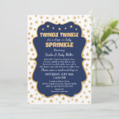 Twinkle Twinkle Drop-in Navy Gold Baby Sprinkle Kaart (Staand voorkant)