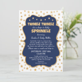 Twinkle Twinkle Drop-in Navy Gold Baby Sprinkle Kaart