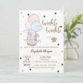 Twinkle Twinkle, Elephant Balloons Baby shower Kaart (Staand voorkant)