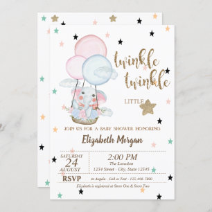 Twinkle Twinkle, Elephant Balloons Baby shower Kaart