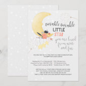 Twinkle Twinkle Floral Moon Baby shower per Mail Kaart (Voorkant / Achterkant)