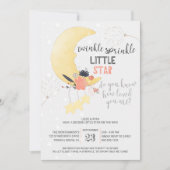 Twinkle Twinkle Floral Moon Baby Sprinkle Kaart (Voorkant)