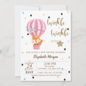Twinkle Twinkle, Fox Air Ballon Baby shower Kaart (Voorkant)