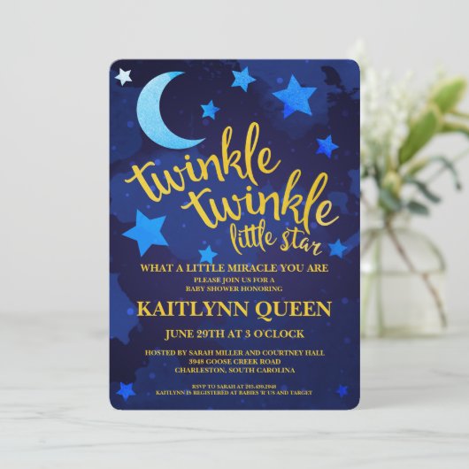 Twinkle Twinkle Gender Neutraal Baby shower Kaart (Staand voorkant)