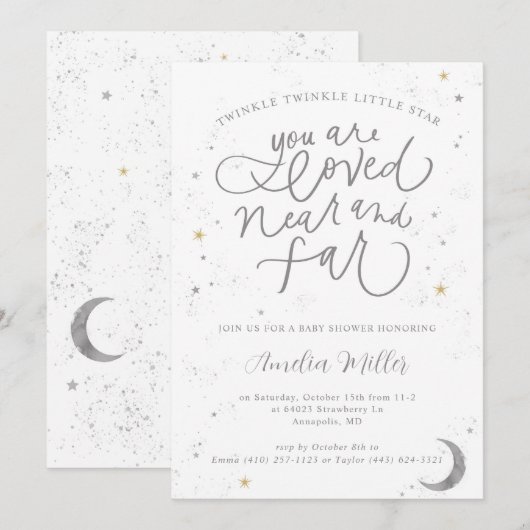 Twinkle Twinkle Gender Neutraal Baby shower Kaart (Voorkant / Achterkant)