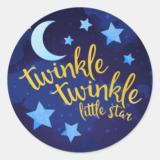 Twinkle Twinkle Gender Neutraal Baby shower Ronde Sticker (Voorkant)