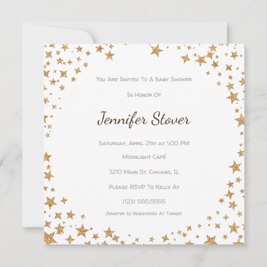 Twinkle Twinkle Genderneutraal Baby shower Uitnodi Kaart (Achterkant)