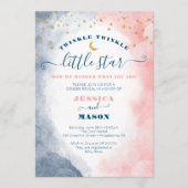 Twinkle Twinkle Geslacht Reveal Navy Blush Uitnodi Programmakaart (Voorkant)
