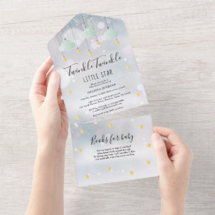 Twinkle Twinkle Geslachtsneutrale Winter Babyborre All In One Uitnodiging
