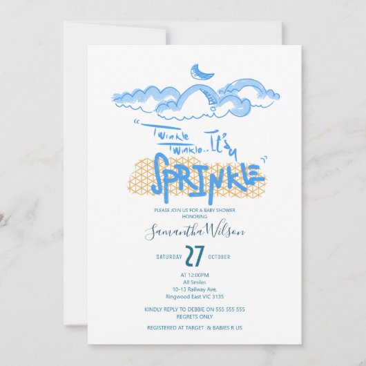 "TWINKLE TWINKLE HET IS EEN SPRINKLE" Baby Boy Sho Kaart (Voorkant)